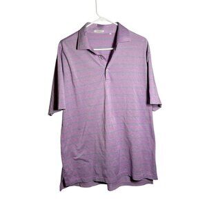 Oliver Ridley Purple & Green Striped Polo Shirt Mens L Short Sleeve Cotton Blend